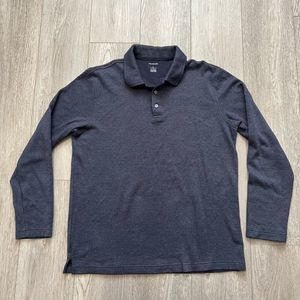 Van Heusen Long Sleeve Classic Fit Polo Blue Mens Large